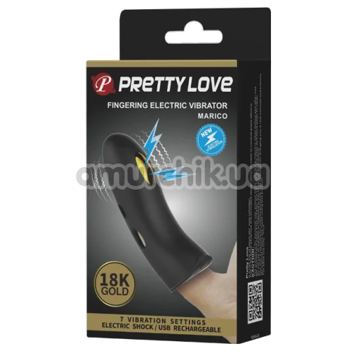 Вібратор на палець з електростимуляцією Pretty Love Marico, чорний