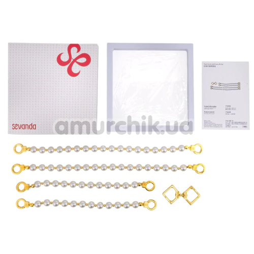 Фіксатори для рук і ніг Lockink Sevanda Pearl Handcuffs & Anklecuffs, білі