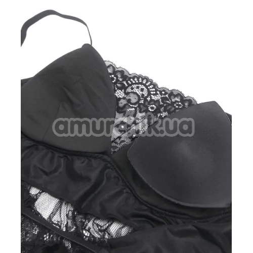 Комплект Star Night Tulle Set, чорний: пеньюар + трусики-стрінги