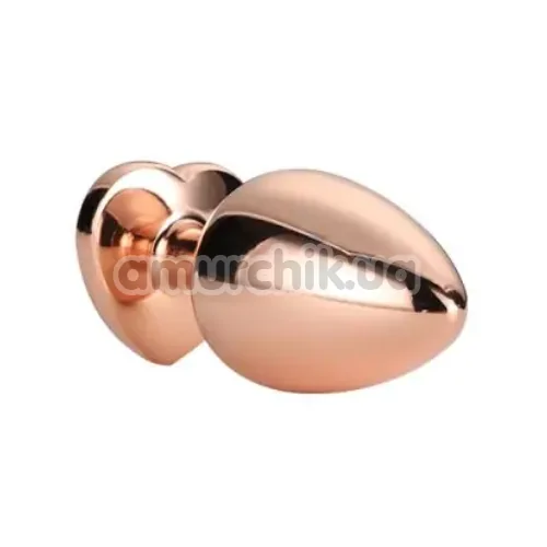 Анальна пробка з рожевим кристалом Gleaming Love Gold Plug Heart S, золота