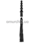 Флоггер с анальным стимулятором Fetish Tentation Whip with Rosary Handle, черный - Фото №1