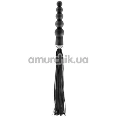 Флогер з анальним стимулятором Fetish Tentation Whip with Rosary Handle, чорний - Фото №1