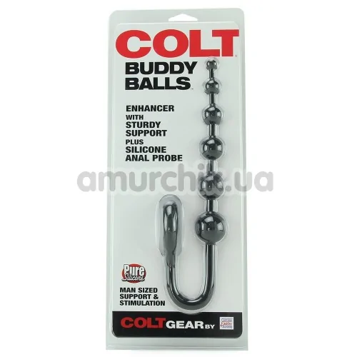 Анальний ланцюжок з ерекційним кільцем Colt Buddy Balls, чорний