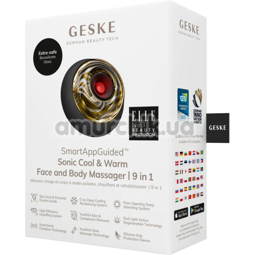 Ультразвуковой массажер для лица и тела Geske Sonic Cool & Warm Face and Body Massager 9 in 1, серый