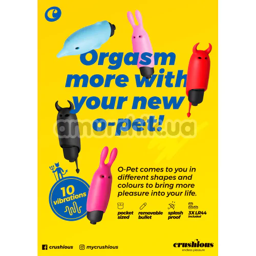 Кліторальний вібратор Crushious O-Pet Pocket Vibe Devil, червоний