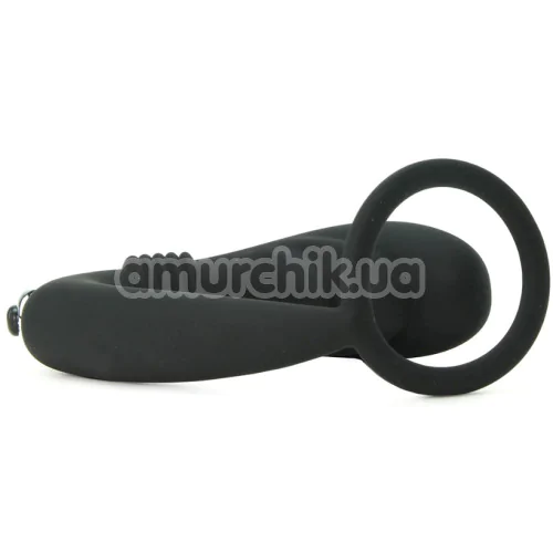 Вибростимулятор простаты с эрекционным кольцом Master Series Prostatic Play Cock Ring Vibrating Prostate, черный
