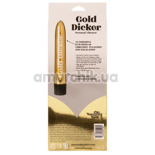 Вибратор Naughty Bits Gold Dicker, золотой