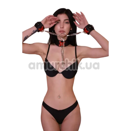 Ошейник с фиксаторами для рук Love Style Fet 23, черный