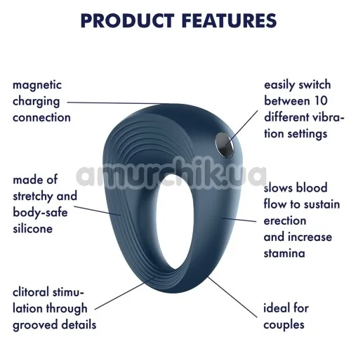Виброкольцо Satisfyer Power Ring, синее