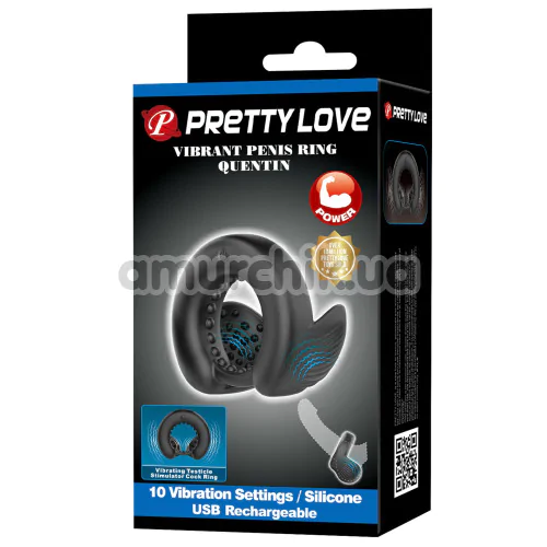 Виброкольцо для члена Pretty Love Quentin, черное