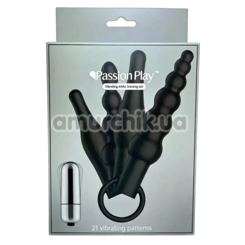 Набор анальных пробок с вибрацией Passion Play Vibrating Anal Training Set, черный
