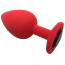 Анальная пробка с черным кристаллом Silicone Anal Plug Round Small, красная - Фото №1