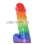 Свічка у вигляді пеніса Rainbow Pecker Party Candle, мультикольорова - Фото №1