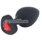 Анальна пробка з червоним кристалом Loveshop Seamless Butt Plug Heart S, чорна - Фото №1