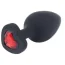 Анальная пробка с красным кристаллом Loveshop Seamless Butt Plug Heart S, черная - Фото №1