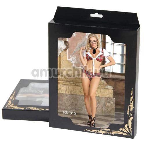 Костюм школярки Star Nigh Schoolgirl Set, червоно-білий: топ + трусики + краватка