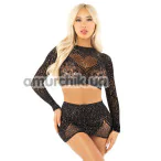 Комплект Leg Avenue Wildest Dreams Crop Top And Skirt Set, чорний: топ + спідниця - Фото №1