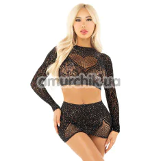 Комплект Leg Avenue Wildest Dreams Crop Top And Skirt Set, чорний: топ + спідниця - Фото №1