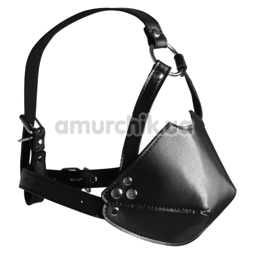 Маска с кляпом Ouch! Head Harness with Mouth Cover and Solid Ball Gag, черная