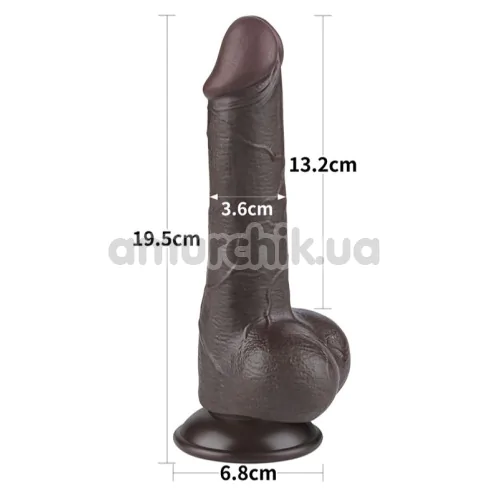 Фаллоимитатор Sliding-Skin Dual Layer Dong 7.5 с маленькой мошонкой, коричневый