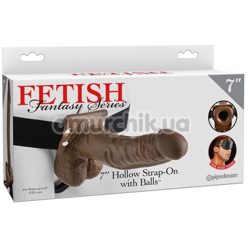 Порожній страпон Fetish Fantasy Series 7 Hollow Strap-On with Balls, коричневий