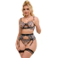 Комплект Star Night Floral Set, чорно-тілесний: бюстгальтер + трусики-стрінги + пояс для панчіх + гартери - Фото №6