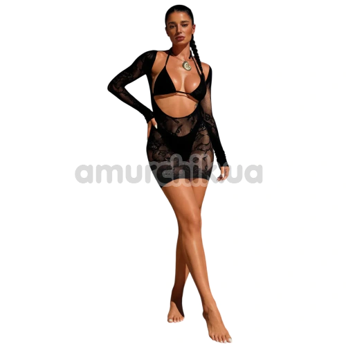Сукня Star Night Longsleeve Open Front Mini Dress, чорна