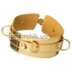 Ошейник DS Fetish 3 Ring Collar, золотой - Фото №1