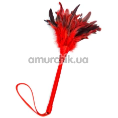 Перышко для ласк DS Fetish Feather Tickler Crop, красное - Фото №1