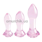 Набір анальних пробок Glaze Glass Rosebud Anal Training Set, рожевий - Фото №1