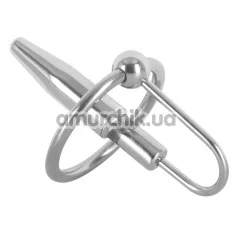 Уретральна вставка з ерекційним кільцем Sextreme Steel Penisplug 3, срібна - Фото №1