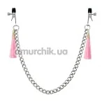 Затискачі для сосків LoveToy Bondage Fetish Tassel Nipple Clamp With Chain, рожеві - Фото №1