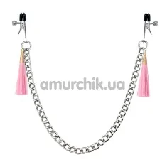 Зажимы для сосков LoveToy Bondage Fetish Tassel Nipple Clamp With Chain, розовые - Фото №1