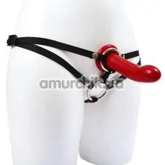 Страпон Sportsheets Menage a Trois Strap-On With Dildo, червоний - Фото №1