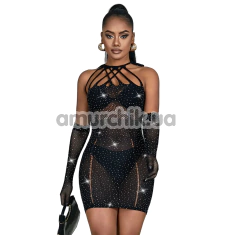 Сукня Star Night Sparkle Rhinestone Fishnet Dress, чорна - Фото №1