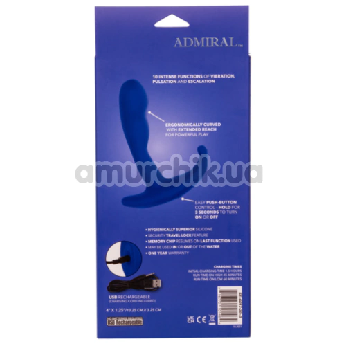 Вибростимулятор простаты Admiral Advanced Curved Probe, синий