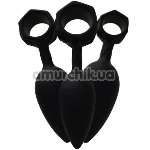 Набор из 3 анальных пробок с вибрацией Bathmate Anal Training Plugs Vibe, черный