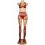 Комплект Star Night Sinful Luxe Diamond Fishnet Set, красный: бюстгальтер + пояс для чулок + перчатки + трусики-стринги + чулки - Фото №7