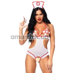 Костюм медсестры Leg Avenue Roleplay Naughty Nurse белый: боди + шапочка - Фото №1