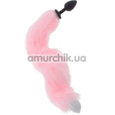 Анальна пробка з рожевим хвостом і підсвічуванням Taboom Led Unicorn Tail, чорна - Фото №1