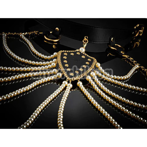 Портупея Guilty Pleasure Pearl Pleasure Collar, чорно-золота