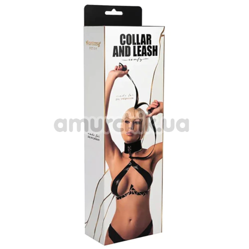 Нашийник з повідцем Fantasy Fetish Collar And Leash, чорний
