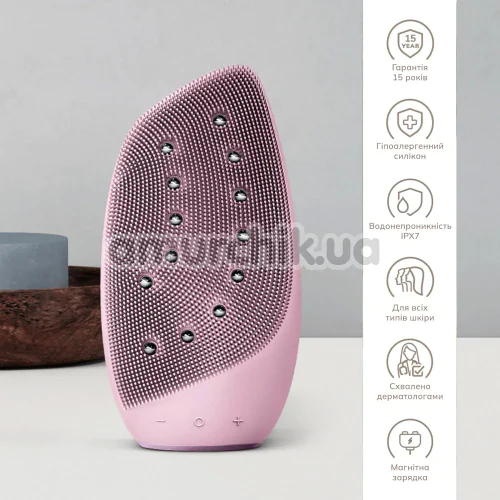 Щетка для лица Geske Sonic Thermo Facial Brush & Face-Lifter 8 in 1, светло-розовая