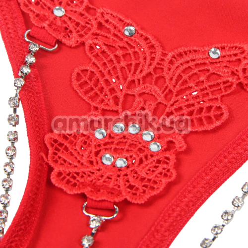 Трусики-стрінги Star Night Floral And Rhinestone G-Strings, червоні