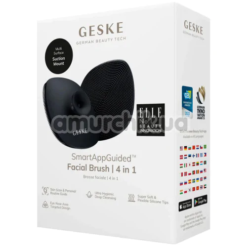 Щетка для лица Geske Facial Brush 4 in 1 Suction Mount, черная