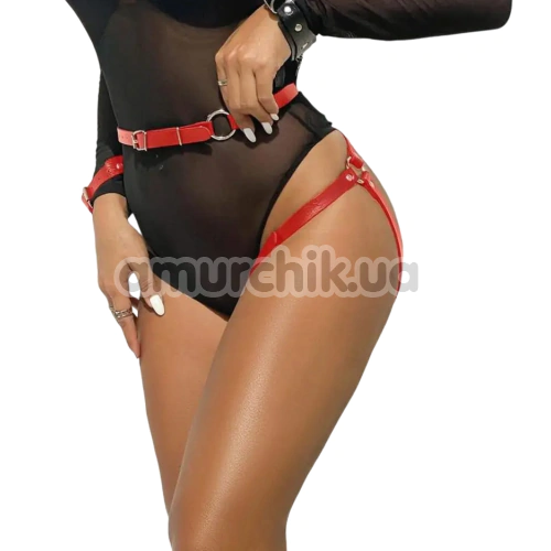 Гартеры с фиксаторами для рук Star Night BDSM Garter Belt With Handcuffs And Restraints, красные