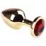 Анальная пробка с красным кристаллом SWAROVSKI Gold Ruby Middle, золотая