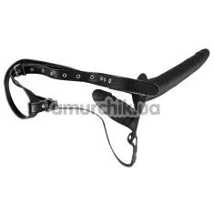 Подвійний страпон Double Strap - On Black Silicone, чорний - Фото №1