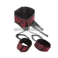 Нашийник з фіксаторами для рук Scandal Posture Collar with Cuffs, чорно-червоний - Фото №1