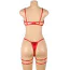 Комплект Star Night Openable Bow Sexy Bra Set, красный: бюстгальтер + трусики-стринги + гартеры - Фото №13
